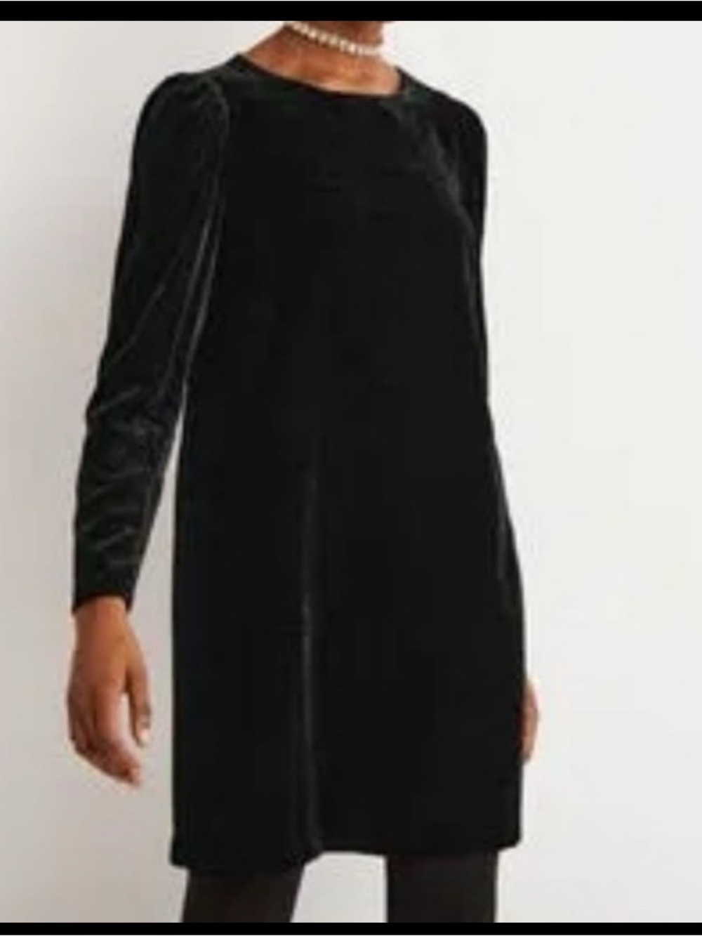 Boden Black Velvet Open Back Mini Dress 8R rhinestone button long sleeve lined